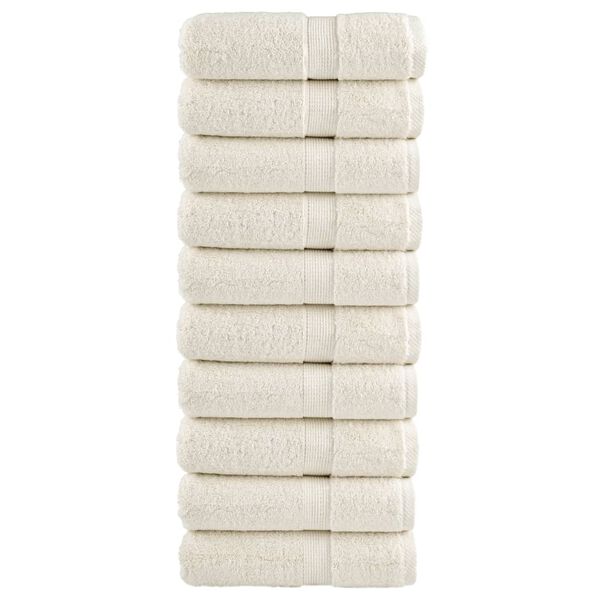 vidaXL Serviettes de toilette premium SOLUND 10 pi&egrave;ces Cr&egrave;me 30 x 30 cm 600 g/m&sup2;