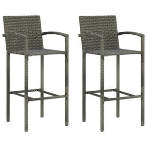 vidaXL Tabourets de bar lot de 2 gris r&eacute;sine tress&eacute;e