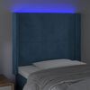 vidaXL T&ecirc;te de lit &agrave; LED Bleu fonc&eacute; 83x16x118/128 cm Velours