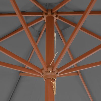 vidaXL Parasol d'extérieur avec mât en bois 300 cm Anthracite