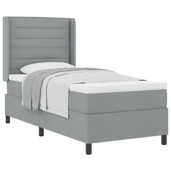 vidaXL Lit &agrave; ressorts avec matelas Gris clair 80 x 200 cm tissu