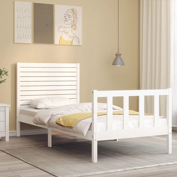 vidaXL Cadre de lit sans matelas blanc bois de pin massif