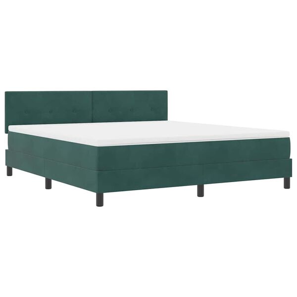 vidaXL Lit &agrave; ressorts avec matelas Vert fonc&eacute; 180 x 200 cm Velours