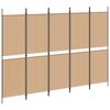 vidaXL Paravent 5 Panels Beige 250 x 180 cm Tissu