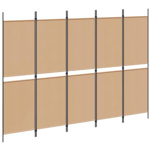 vidaXL Paravent 5 Panels Beige 250 x 180 cm Tissu