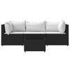 vidaXL Salon de jardin 4 pcs avec coussins Noir R&eacute;sine tress&eacute;e