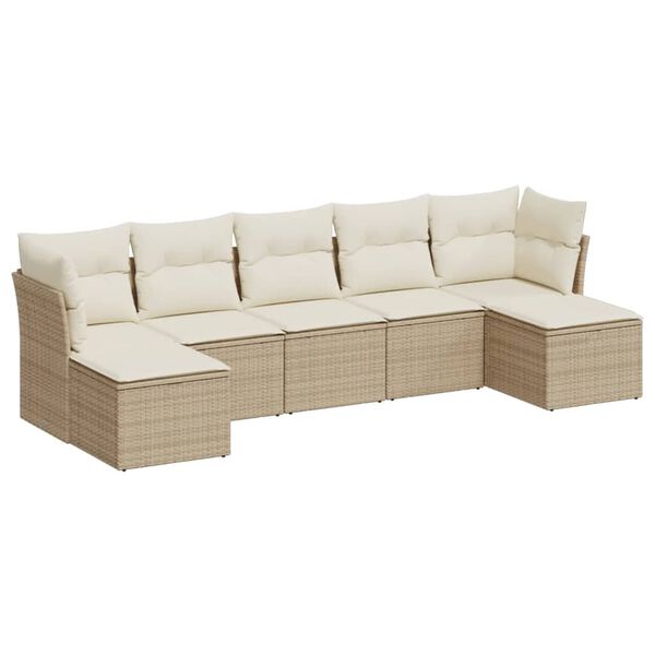 vidaXL Salon de jardin avec coussins 7 pcs beige r&eacute;sine tress&eacute;e