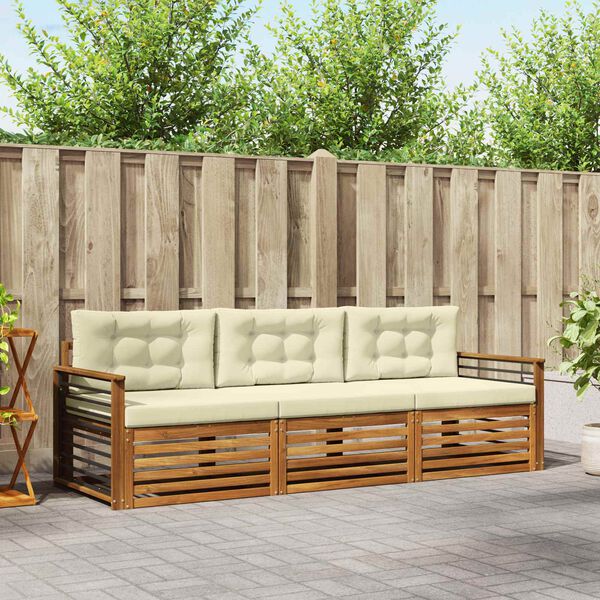 vidaXL Ensemble de canap&eacute;s d'ext&eacute;rieur 3 pcs Naturel et Cr&egrave;me