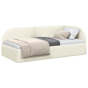 vidaXL Cadre de lit d'angle Cr&egrave;me 90 cm x 200 cm Velours