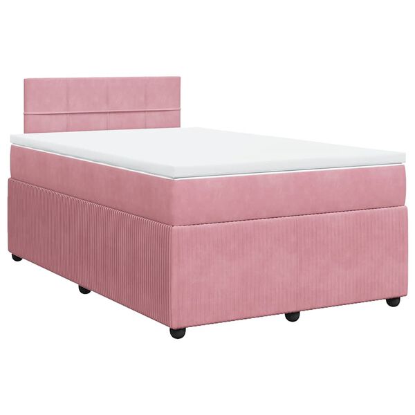 vidaXL Sommier &agrave; lattes de lit avec matelas rose 120x190 cm velours