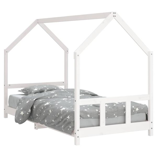 vidaXL Cadre de lit pour enfants blanc 90x200 cm bois de pin massif