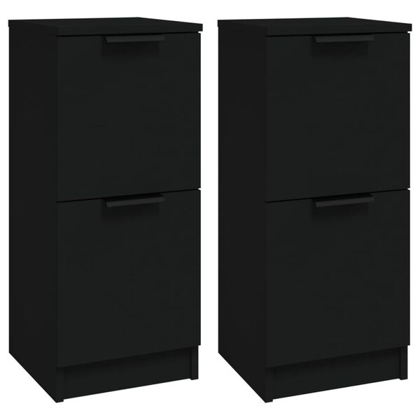 vidaXL Buffets 2 pcs noir 30x30x70 cm bois d'ing&eacute;nierie