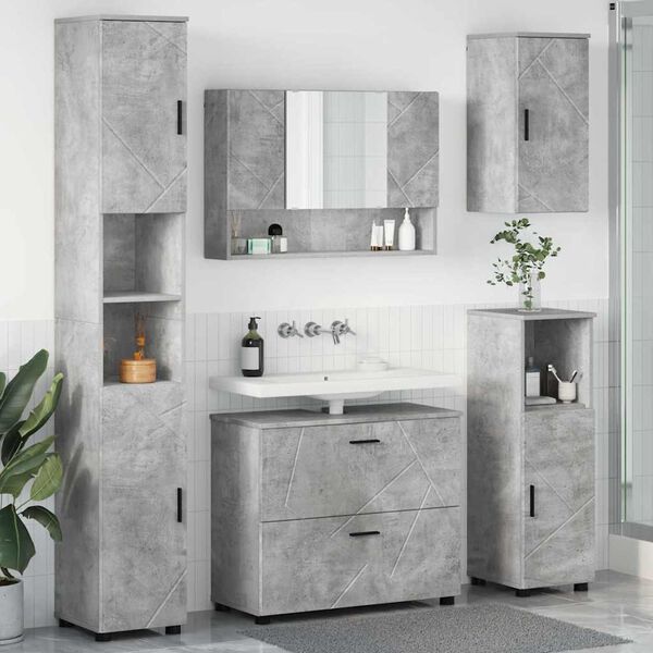 vidaXL Ensemble de mobilier de salle de bain 5 pcs Gris b&eacute;ton