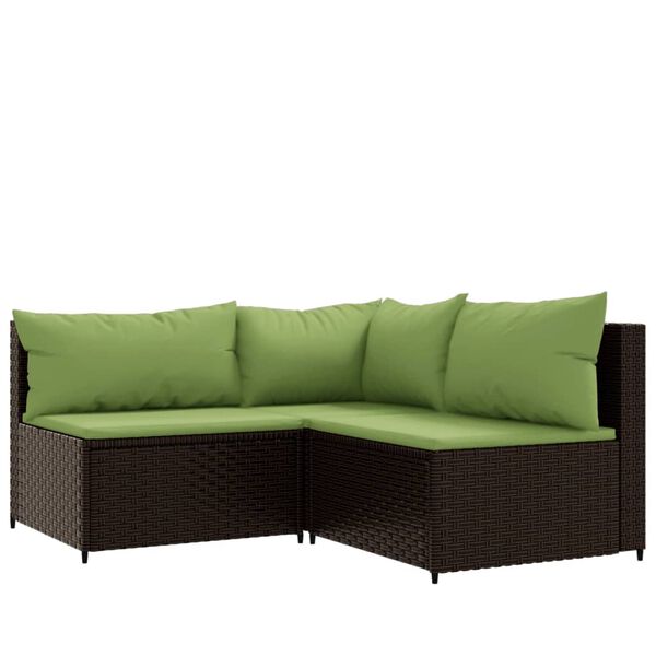 vidaXL Salon de jardin 4 pcs avec coussins Marron Résine tressée