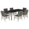 vidaXL Ensemble &agrave; manger de jardin et coussins 7 pcs gris clair rotin