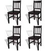 vidaXL Chaises &agrave; manger lot de 4 marron fonc&eacute; pin&egrave;de