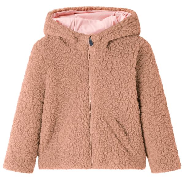 Veste &agrave; capuche pour enfants fausse fourrure cognac clair 140