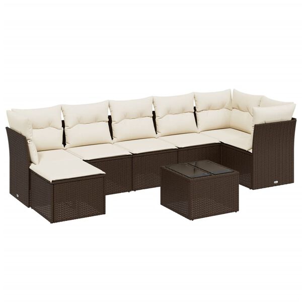 vidaXL Salon de jardin avec coussins 7 pcs marron résine tressée
