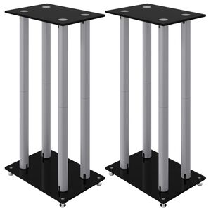 vidaXL Supports de haut-parleurs 2 pcs noir et argenté 4 piliers