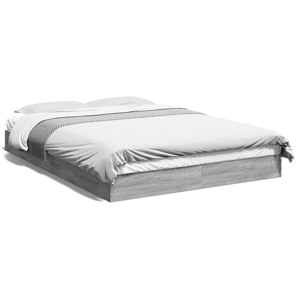 vidaXL Cadre de lit sans matelas sonoma gris 135x190 cm