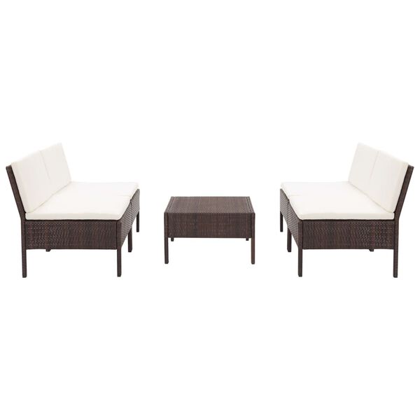 vidaXL Salon de jardin 5 pcs avec coussins R&eacute;sine tress&eacute;e Marron