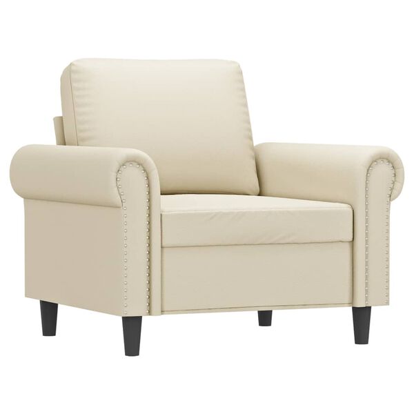 vidaXL Fauteuil avec repose-pied Crème 60 cm Similicuir