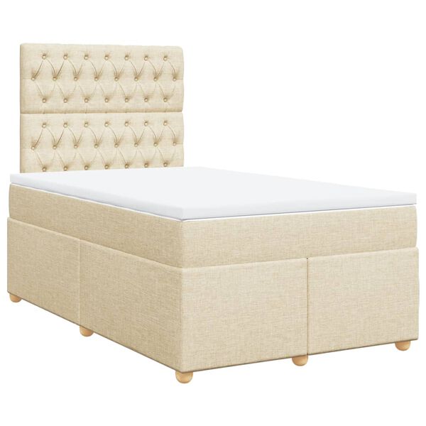 vidaXL Sommier à lattes de lit avec matelas crème 120x190 cm tissu