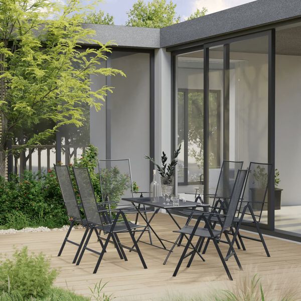 vidaXL Ensemble &agrave; manger de jardin 7 pcs Acier Anthracite