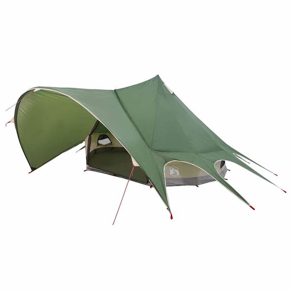 vidaXL Tente tipi avec toit avec &eacute;vent Vert et gris 600 x 600 x 347 cm