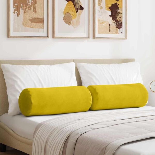 vidaXL Coussins d'accent 2 pcs Jaune Ø 25 x 70 cm