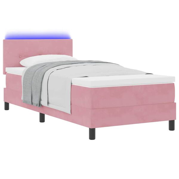 vidaXL Lit &agrave; ressort LED avec matelas Rose 80 x 200 cm Velours