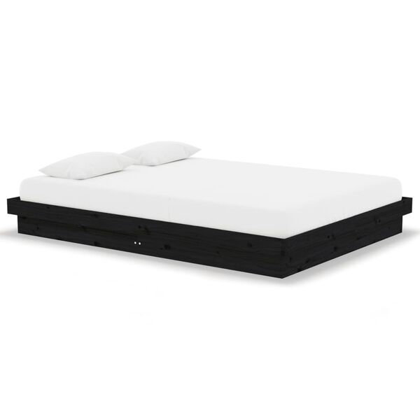 vidaXL Cadre de lit sans matelas noir bois massif