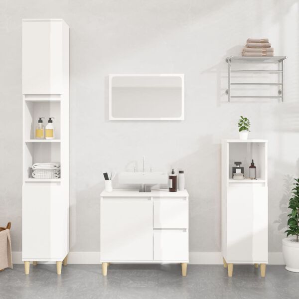 vidaXL Armoire de salle de bain blanc brillant 30x30x100 cm