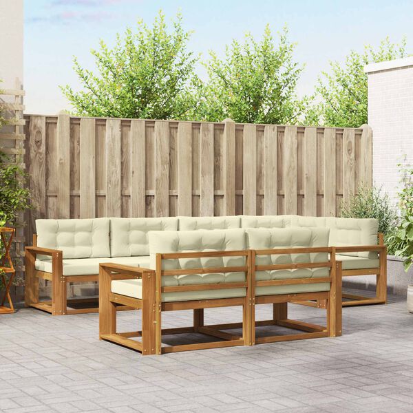 vidaXL Ensemble de canap&eacute;s d'ext&eacute;rieur 7 pcs Naturel et Cr&egrave;me