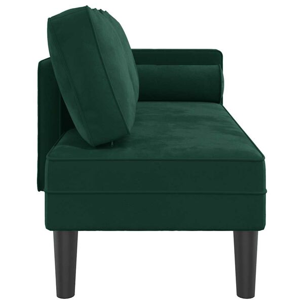 vidaXL Chaise longue avec coussins vert fonc&eacute; velours