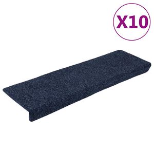 vidaXL Tapis d'escalier autocollants 10 pi&egrave;ces 65 x 21 x 4 cm Anthracite Bord rectangulaire