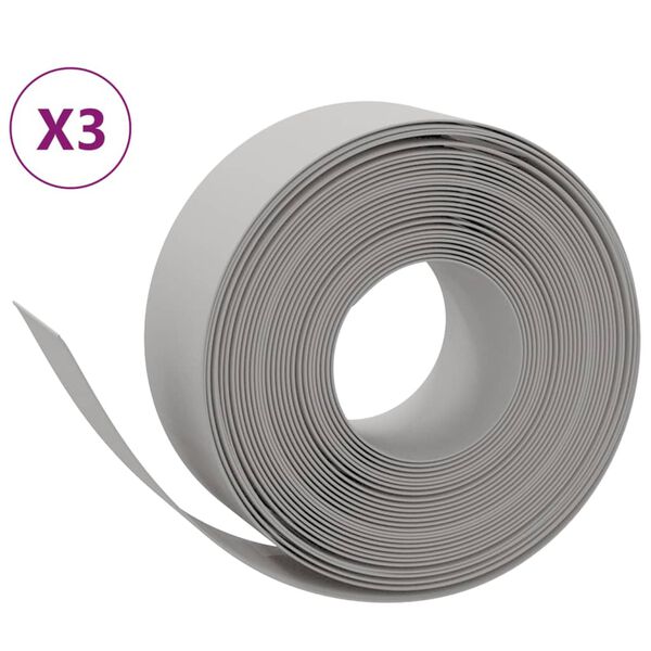 vidaXL Bordures de jardin 3 pcs gris 10 m 20 cm polyéthylène