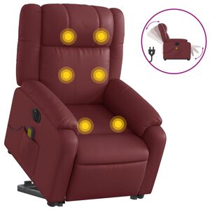 vidaXL Fauteuil inclinable de massage &eacute;lectrique rouge bordeaux