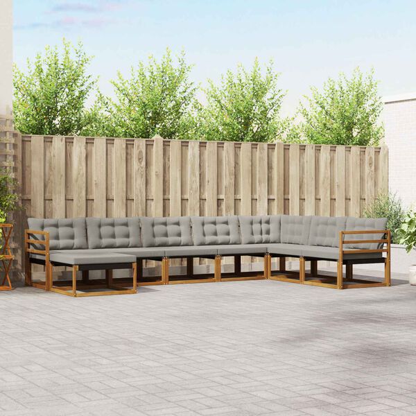 vidaXL Ensemble de canap&eacute;s d'ext&eacute;rieur 8 pcs Gris Naturel et Clair