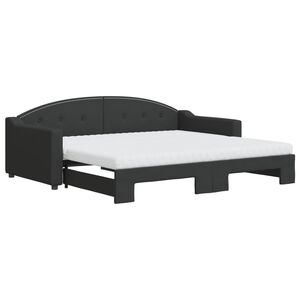 vidaXL Lit de jour avec gigogne et matelas noir 90x190 cm tissu