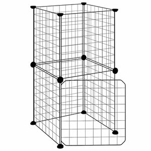 vidaXL Cage animaux de compagnie &agrave; 8 panneaux et porte Noir 35x35 cm