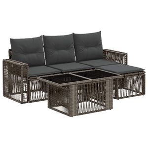 vidaXL Ensemble de canap&eacute; de jardin 5 pc Gris et Gris fonc&eacute; polyrotin