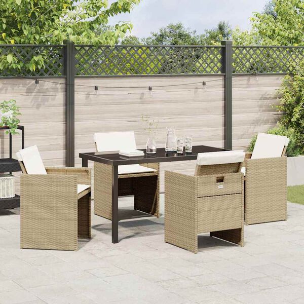 vidaXL Ensemble de salle &agrave; manger pour jardin 5 pcs Beige polyrotin