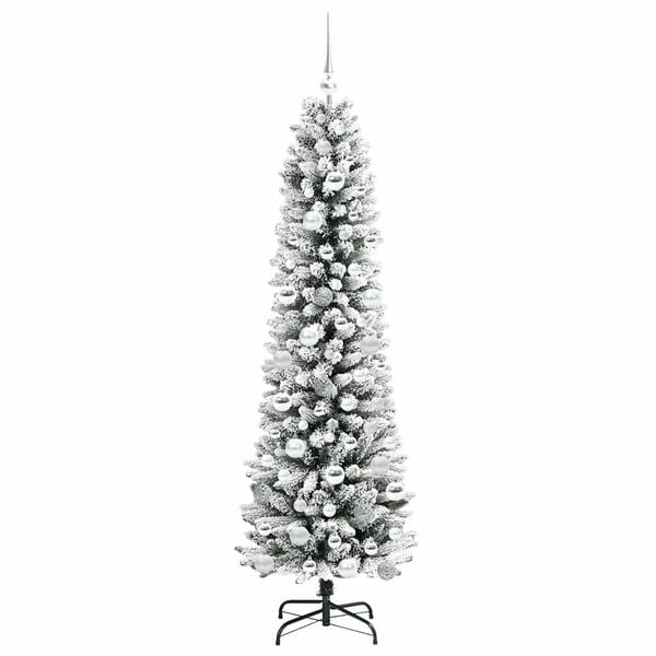 vidaXL Sapin de No&euml;l artificiel Blanc 180 cm PVC, m&eacute;tal et plastique
