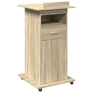 vidaXL Pupitre et roues et tiroir ch&ecirc;ne sonoma bois d'ing&eacute;nierie