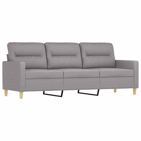 vidaXL Canap&eacute; &agrave; 3 places avec repose-pieds Gris clair 180 cm Tissu