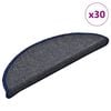 vidaXL Tapis d'escalier 30 pi&egrave;ces 56 x 17 x 3 cm Gris fonc&eacute; et bleu Demi-rond