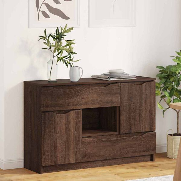 vidaXL Buffet avec tiroir Ch&ecirc;ne brun 100 x 30 x 65,6 Bois d'ing&eacute;nierie