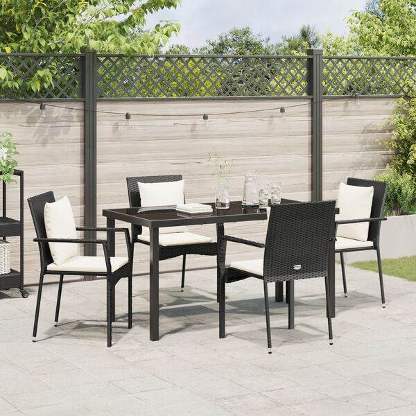 vidaXL Ensemble de salle à manger pour jardin 5 pcs Noir polyrotin