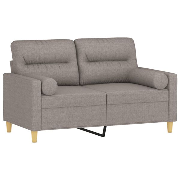 vidaXL Canapé 2 places avec oreillers décoratifs taupe 120 cm tissu